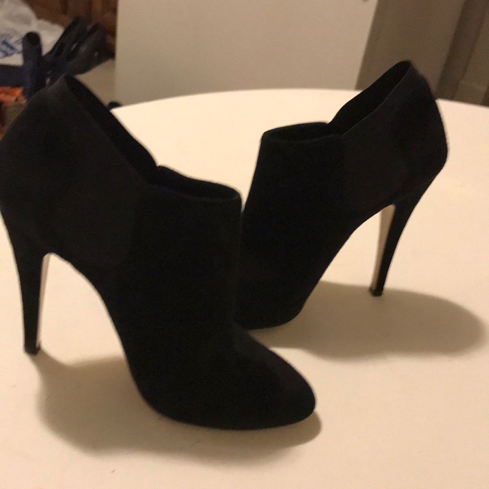 Black Suede High-Heel Ankle Booties